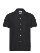 Casual Linen Blend Resort S/S Tops Shirts Short-sleeved Black Lindberg...