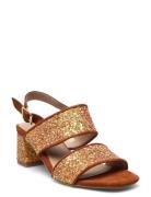 Sandals - Block Heels Sandal Med Hæl Gold ANGULUS