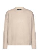 Round-Neck Knitted Sweater Tops Knitwear Jumpers Cream Mango
