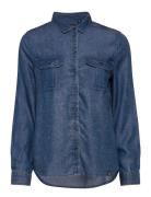 Xenia Acid Wash Shirt Tops Shirts Long-sleeved Blue Superdry