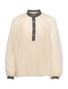 Tie-Sleeve Tunic Top Tops Blouses Long-sleeved Cream Tory Burch
