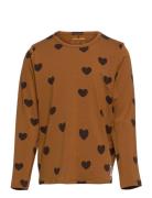 Basic Hearts Ls Tee Tencel™ Tops T-shirts Long-sleeved T-shirts Brown ...