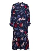 D2. Popover Wrinkle Flower Dress Knelang Kjole Multi/patterned GANT