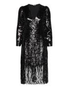 Yasflapper 7/8 Sequin Dress - Show Knelang Kjole Black YAS