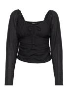 Gathered Bust Blouse Tops Blouses Long-sleeved Black Gina Tricot