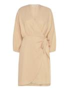 Mschmirilla 3/4 Wrap Dress Dresses Wrap Dresses Beige MSCH Copenhagen