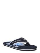 Hilfiger Palm Print Beach Sandal Flip-flopper Sandaler Blue Tommy Hilf...
