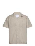 Les Deux Ss Jacquard Shirt Tops Shirts Short-sleeved Beige Les Deux