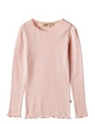 Rib T-Shirt L/S Reese Tops T-shirts Long-sleeved T-shirts Pink Wheat