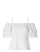 Slfanelli 3/4 On Off Shoulder Top B Tops Blouses Short-sleeved White S...