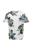 Onsklop Reg Ss Floral Tee Tops T-shirts Short-sleeved White ONLY & SON...