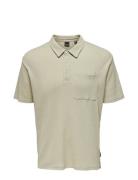 Onsalf Reg Waffle Ss Polo Tops Polos Short-sleeved Beige ONLY & SONS