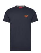 Essential Logo Emb Neon Tee Tops T-shirts Short-sleeved Navy Superdry