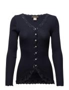 Silk Cardigan Regular Ls W/Rev Vint Tops Knitwear Cardigans Blue Rosem...