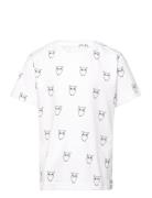 Owl Aop T-Shirt - Gots/Vegan Tops T-shirts Short-sleeved White Knowled...