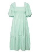 Cheri Solid Dress Knelang Kjole Green A-View