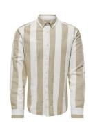 Onsarlo Slim Ls Stripe Hrb Linen Shirt Tops Shirts Casual Beige ONLY &...