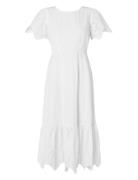 Slfkelli Ss Ankle Broderi Dress B Knelang Kjole White Selected Femme