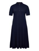 Cotton-Blend Polo Dress Knelang Kjole Navy Lauren Women