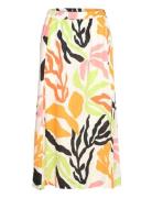 Rel Mid Palm Print Linen Skirt Knelangt Skjørt Yellow GANT