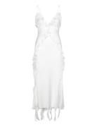 Marsella Ruffle Midi Dress Knelang Kjole White Bardot