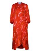 Serena Wrap Maxi Dress Knelang Kjole Red Minus