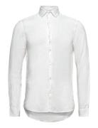 Linen Solid Slim Shirt Tops Shirts Casual White Calvin Klein
