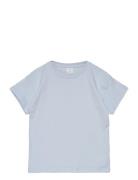 Top Ss Over D Solid Tops T-shirts Short-sleeved Blue Lindex