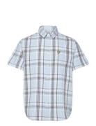Linen Check Short Sleeve Shirt Tops Shirts Short-sleeved Blue Lyle & S...