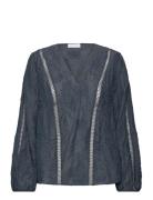 Lr-Fenna Tops Blouses Long-sleeved Navy Levete Room