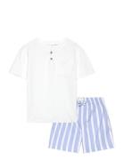 Striped Cotton Short Pyjamas Pyjamas Sett Blue Mango