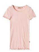Rib T-Shirt S/S Katie Tops T-shirts Short-sleeved Pink Wheat