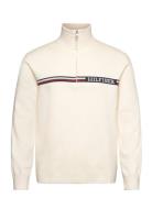 Global Stripe Zip Mock Tops Sweat-shirts & Hoodies Sweat-shirts Cream ...