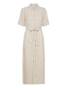 Objsanne Re Ancle Shirt Dress Aop Div Knelang Kjole Cream Object