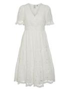 Yaskanikka 2/4 Midi Dress Knelang Kjole White YAS