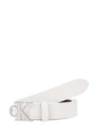 Faceted Round Buckle Belt 2.0 Belte White Calvin Klein