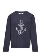 Crawford Ls Tee Tops T-shirts Long-sleeved T-shirts Navy Ebbe Kids