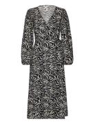 Objleonora L/S Wrap Midi Dress Knelang Kjole Black Object