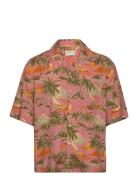 Rel Viscose Hawaii Print Ss Shirt Tops Shirts Short-sleeved Pink GANT