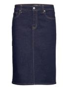 Denim Skirt Knelangt Skjørt Blue Lauren Ralph Lauren