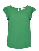 Ihmarrakech So To6 Tops Blouses Short-sleeved Green ICHI