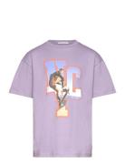 Over Printed T-Shirt Tops T-shirts Short-sleeved Purple Tom Tailor