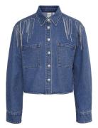 Yasconnelly Ls Fringe Shacket S. - Fest Tops Shirts Long-sleeved Blue ...