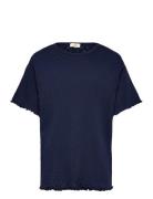 Pointelle Heart T-Shirt Tops T-shirts Short-sleeved Navy Copenhagen Co...