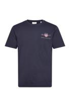 Reg Archive Shield Emb Ss T-Shirt Tops T-shirts Short-sleeved Navy GAN...