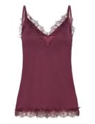 Rwbillie Lace Strap Top Tops T-shirts & Tops Sleeveless Burgundy Rosem...