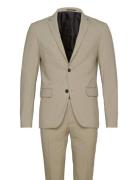 Plain Mens Suit - Normal Length Dress Beige Lindbergh