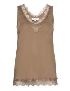 Rwbillie Sl Lace V-Neck Top Tops T-shirts & Tops Sleeveless Brown Rose...