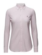 Striped Knit Oxford Shirt Tops Shirts Long-sleeved Pink Polo Ralph Lau...