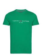 Tommy Logo Tee Tops T-shirts Short-sleeved Green Tommy Hilfiger